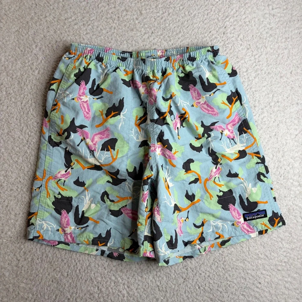 Patagonia Baggies 5 Inseam Shorts Spoonbill Blue Bird Print 58034 Men Small